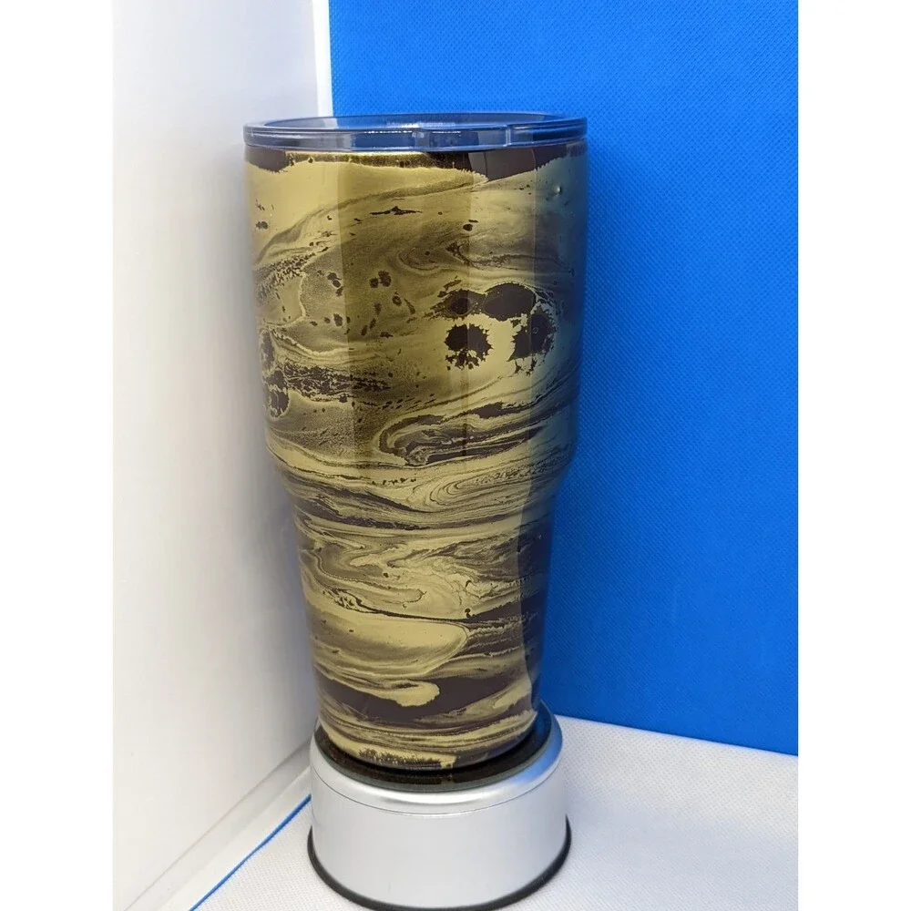 Resin Tumbler - Dark Brown & Gold Swirl,  30oz, New